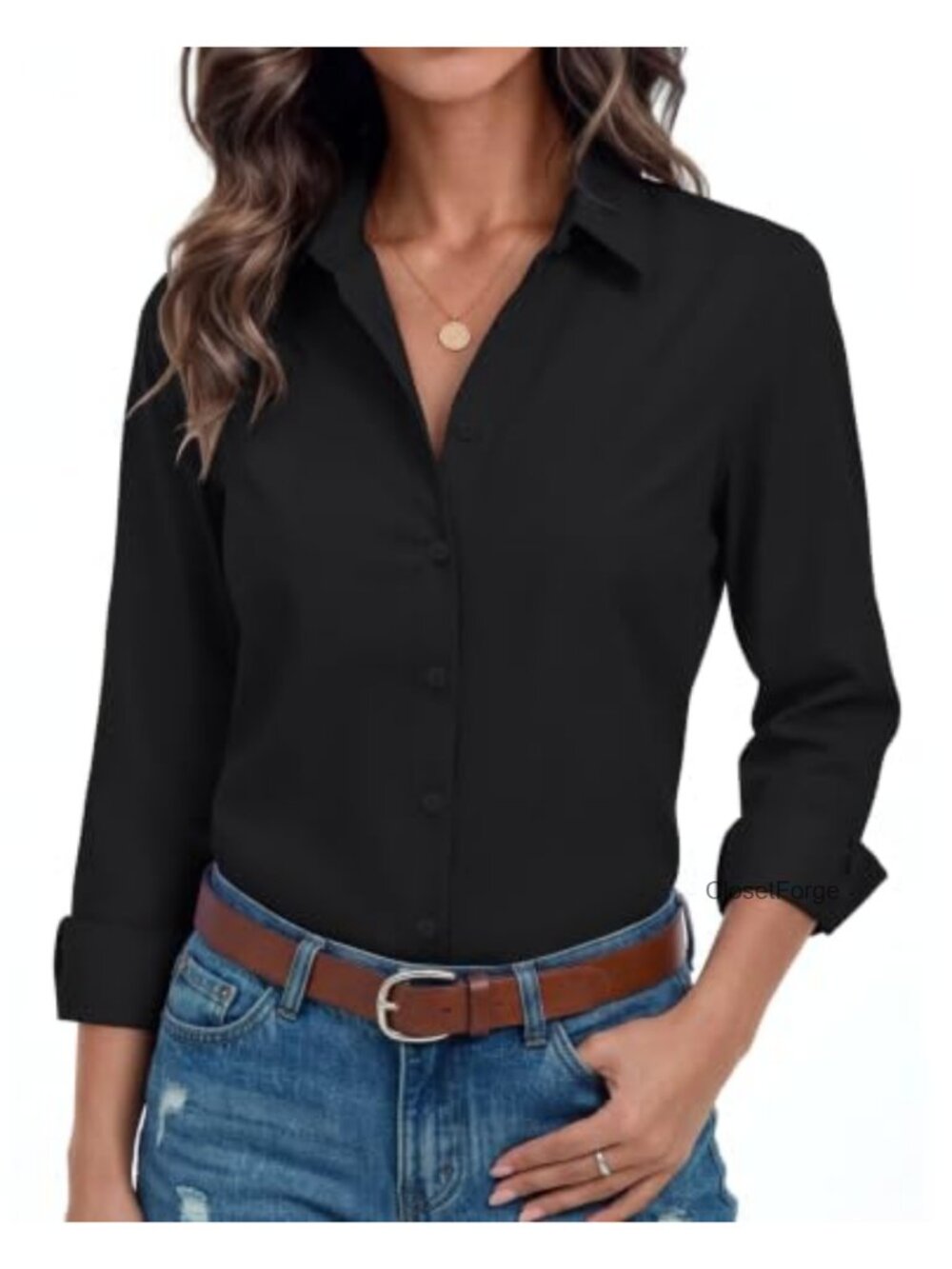 Wrinkle-Free Button Down Shirt for Women Long Sleeve Work Office